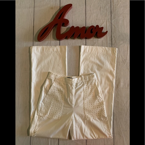 Belstaff Size US 2/EU 36 White Trousers With Eyelet And Side Cut Out Details - Picture 6 of 11